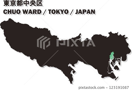 Map of Japan - Tokyo - Chuo Ward Vector Illustration Map 123191087