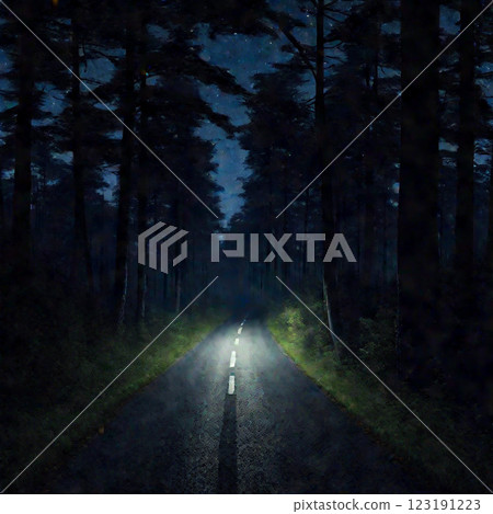 Midnight forest road 123191223