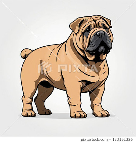 A Shar-Pei with a body length and height that is almost the same. 123191326