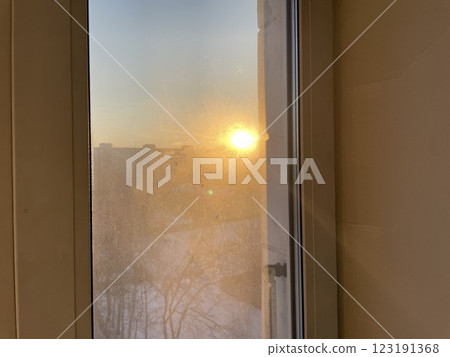Symbol silhouetted against a winter sunrise 123191368