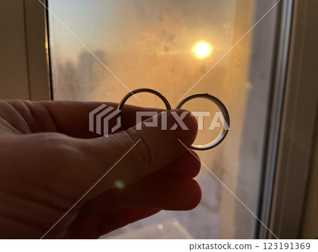 Symbol silhouetted against a winter sunrise 123191369