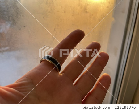 Symbol silhouetted against a winter sunrise 123191370