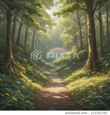 The morning sun that plugs into the forest 123191762