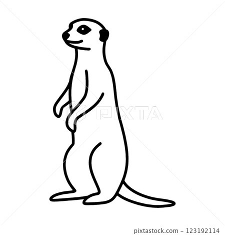 簡單的黑線畫，畫出一隻貓鼬，在透明背景上剪下來 123192114