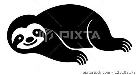 透明背景上剪下來的黑色剪影插圖,描繪的是一隻懶散睡覺的樹懶 透明背景上剪下來的黑色剪影插圖,描繪的是一隻懶散睡覺的樹懶 123192172