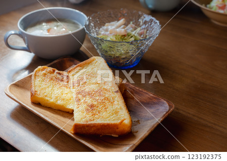 French toast and soup breakfast set French toast and soup breakfast set 123192375