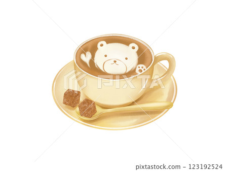 Cafe latte with bear latte art (brown) 123192524