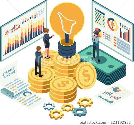 Isometric Startup Funding and Financial Planning with Business People Isometric Startup Funding and Financial Planning with Business People 123192532