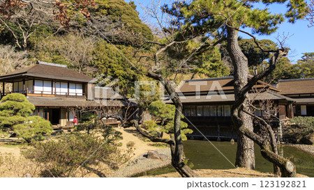 Sankeien Garden, a scenic Japanese garden, in winter (early spring) 123192821
