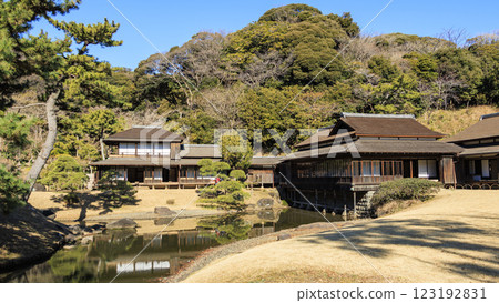Sankeien Garden, a scenic Japanese garden, in winter (early spring) 123192831