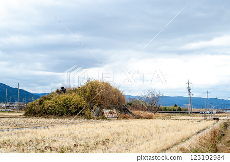View of the remains of the air raid shelter on the south side of the former Yanagimoto Airfield 123192984