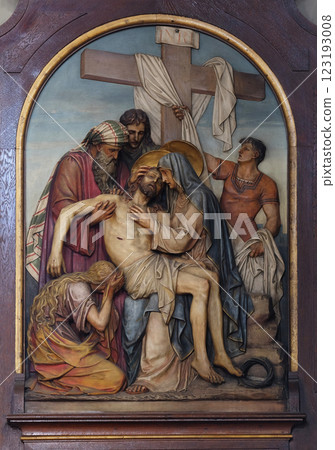 13th Stations of the Cross,Jesus' body is removed from the cross, Basilica of the Sacred Heart of Jesus in Zagreb, Croatia 123193008