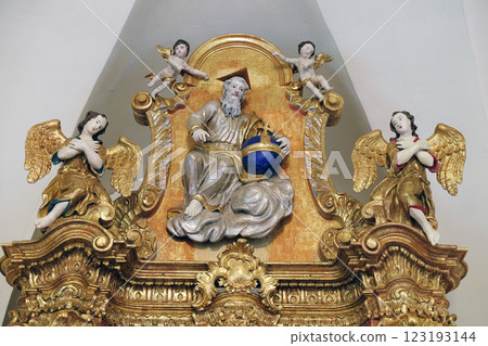 God the Father on the main altar in chapel of Saint Roch in Zagreb, Croatia 123193144