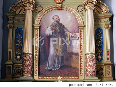 Saint Ignatius of Loyola altarpiece in the Basilica of the Sacred Heart of Jesus in Zagreb, Croatia Saint Ignatius of Loyola altarpiece in the Basilica of the Sacred Heart of Jesus in Zagreb, Croatia 123193269
