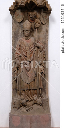 Tomb memorial for Bishop Johann von Egloffstein in Wurzburg Cathedral dedicated to Saint Kilian, Bavaria, Germany 123193546