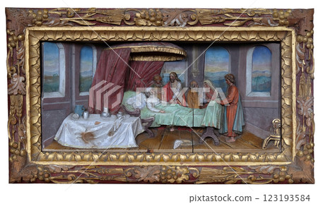 Healing the mother of Peter's wife altarpiece in the church of Saint Matthew in Stitar, Croatia Healing the mother of Peter's wife altarpiece in the church of Saint Matthew in Stitar, Croatia 123193584