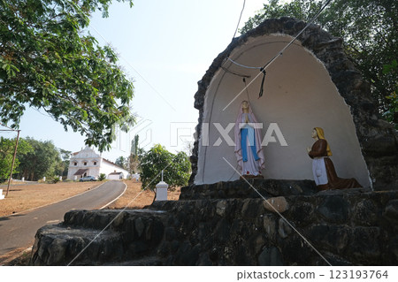 Our Lady of Lourdes Cave in front of St. Blaise Catholic Church in Gandaulim, Goa, India Our Lady of Lourdes Cave in front of St. Blaise Catholic Church in Gandaulim, Goa, India 123193764