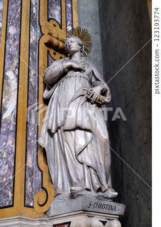Saint Christina statue on the altar in the Cathedral of Santa Maria Assunta and San Cassiano in Bressanone, Italy Saint Christina statue on the altar in the Cathedral of Santa Maria Assunta and San Cassiano in Bressanone, Italy 123193774