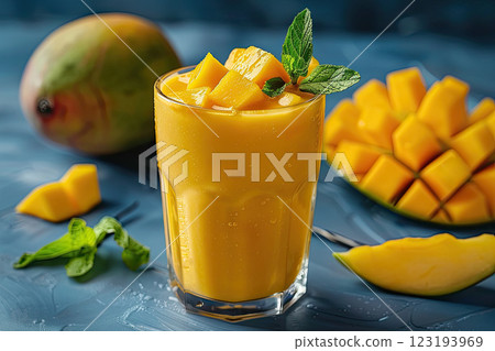 Lassi, mango refreshing drink, indian traditional cocktail 123193969