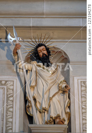 Apostle, statue in the church of St. Leodegar in Lucerne, Switzerland 123194278