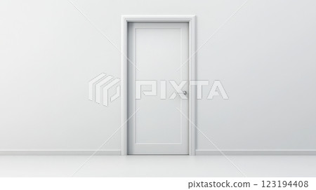 White door on a minimalist wall inviting exploration during daylight 123194408