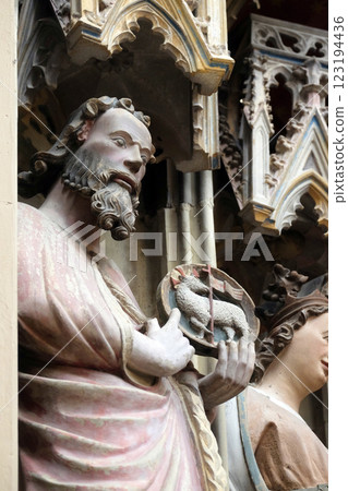 Saint John the Baptist, statue on the tabernacle in St James Church in Rothenburg ob der Tauber, Germany Saint John the Baptist, statue on the tabernacle in St James Church in Rothenburg ob der Tauber, Germany 123194436