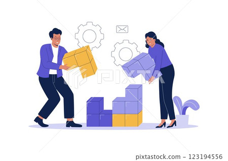 Illustration of business team work building collaboration Illustration of business team work building collaboration 123194556