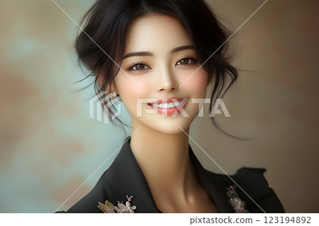 Inspired by the hair and makeup of beautiful Japanese women with beautiful skin (horizontal photo) 123194892