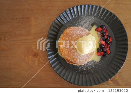 Pancakes with melted ice cream Pancakes with melted ice cream 123195020