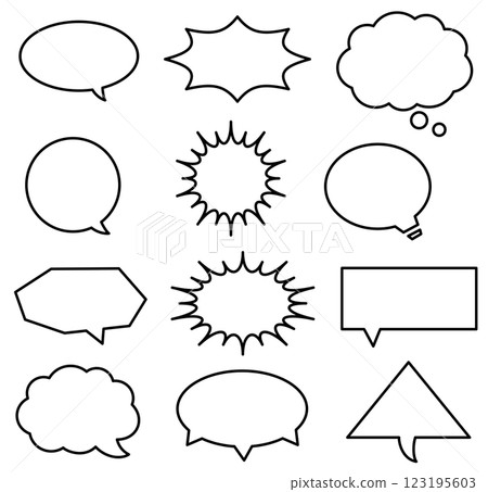 Simple monochrome speech bubble vector illustration icon set Simple monochrome speech bubble vector illustration icon set 123195603