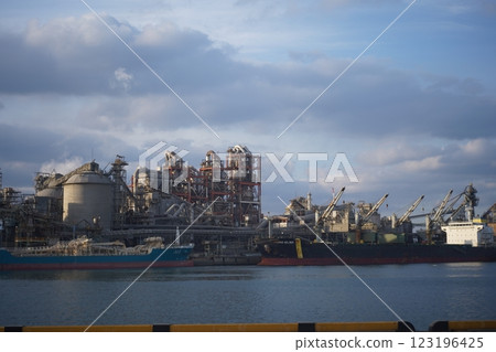 Ships moored in industrial area Ships moored in industrial area 123196425