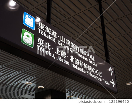 Shinkansen platform information display at JR Tokyo Station 123196430