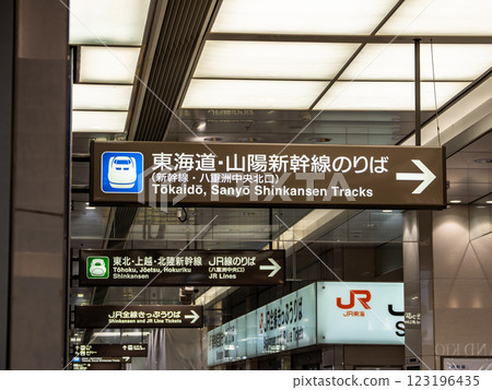 Shinkansen platform information display at JR Tokyo Station 123196435