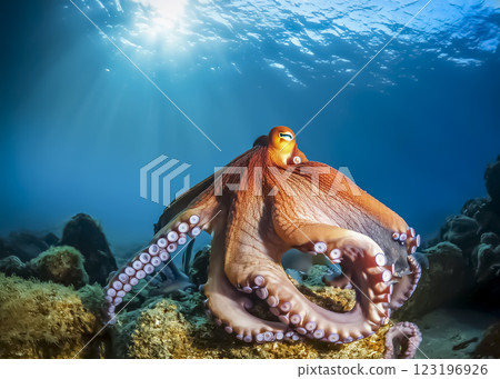 Image of an octopus swimming in the sea 123196926