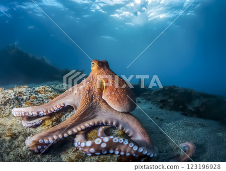 Image of an octopus swimming in the sea 123196928