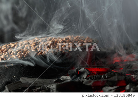 Roasting coffee beans. 123196949