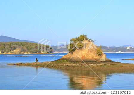 大芝島上的聖米歇爾山與陸地相連 大芝島上的聖米歇爾山與陸地相連 123197012
