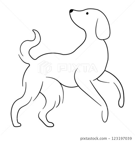 dog standing continuous drawing line art  123197039
