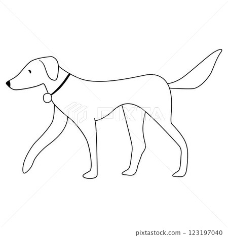 dog walking continuous drawing line art  123197040