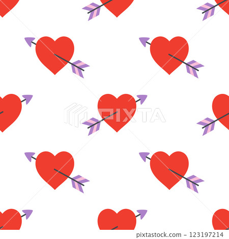 heart pierced by arrow pattern 123197214