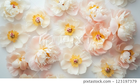 白色和粉紅色牡丹背景材料 123197379