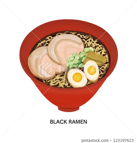 富山_黑拉麵_色鉛筆插畫 富山_黑拉麵_色鉛筆插畫 123197623