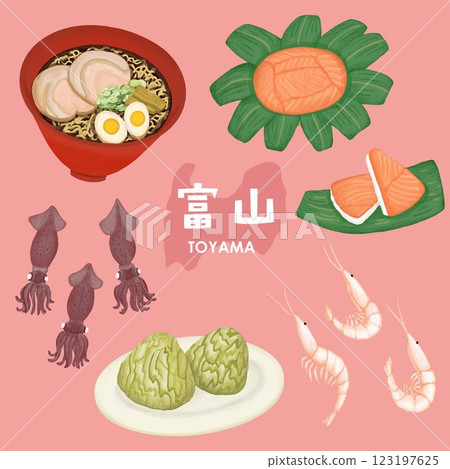 Toyama gourmet illustration banner 123197625