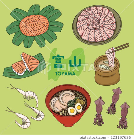 Toyama gourmet illustration banner 123197626