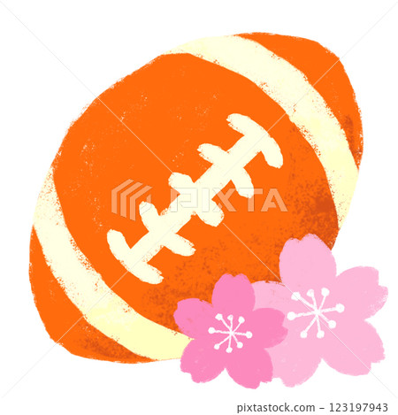 簡單插畫、蠟筆觸感、春季橄欖球 123197943