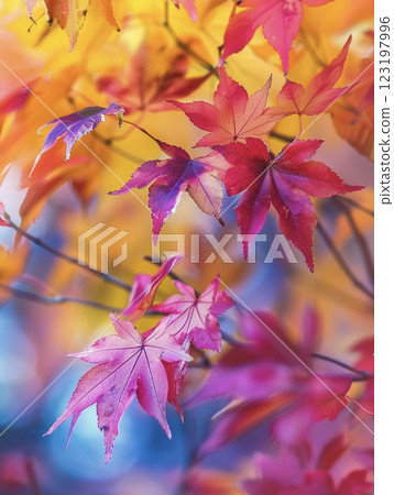 充滿活力的秋葉背景AI影像 123197996