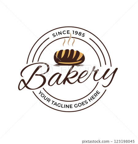 Bread Label Simple circle stamp, logo design template or food sticker inspiration Bread Label Simple circle stamp, logo design template or food sticker inspiration 123198045