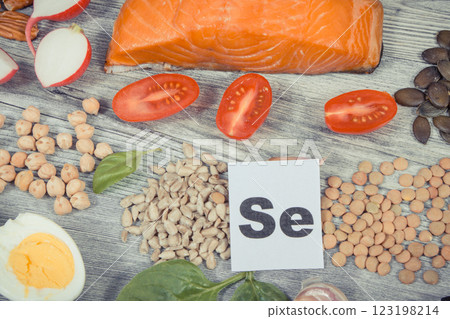 Healthy food as source natural selenium, fiber and other vitamins and minerals Healthy food as source natural selenium, fiber and other vitamins and minerals 123198214