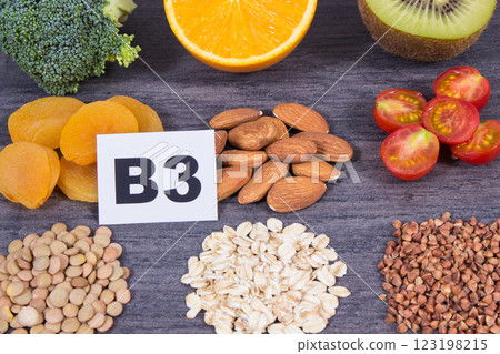 Healthy nutritious food as source natural vitamin B3, fiber and other minerals 123198215