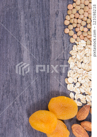 Healthy nutritious food as source natural vitamin B3, fiber and other minerals. Place for inscription on board 123198218